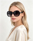 Chanel Ch5478 Oval Sunglasses Black Frame Heart Crystal Cc Grey Lens 55   18-140