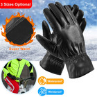 Mens Womens Pu Leather Winter Gloves Warm Lined Windproof Driving Gloves