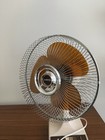 Vintage Lasko 12    Oscillating Fan Galaxy Amber Brown Blades Works Great