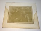 Rare Antique American Mother   Son  Showing Off Bicycle  Mounted Cabinet Photo 