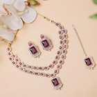 American ad Two Layered Sparkling Square Shaped Rhinestone Crystal Necklace Set