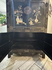 Beautiful Chinese Black Lacquer Armoire W jade   Mother Of Pearl Inlay   Jadeite