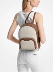 Michael Kors Jaycee Medium Backpack Women Bag Zip Pocket Mk Signature Vanilla