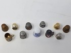 Lot Of 11 Vintage Souvenir Travel Thimbles     Pewter Brass Ceramic Enamel Mix