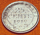 1919 Newfoundland 25 Cents  925 Silver