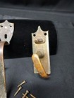 Antique Vintage Brass Door Pull Handle Lock Set American Shield Design Salvage 