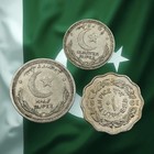 Lot Of 3 Old Pakistan Coins - 10 Pice  1 4 Rupee   1 2 Rupee - Combined Ship