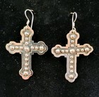 Taxco Cross Beaded   Oxidized Pierced Earrings 13 g 925 Sterling Silver 2   l New