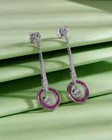 Art Deco Style Lab Craeted Diamond   Ruby 14k White Gold Fn Drop dangle Earrings