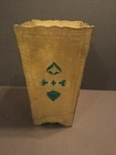 Vtg Florentine Italy Toleware Gold Green Trash Can Checkerboard Shield Lion