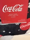 Coca Cola Polar Bear 4pc Queen Velvet Plush Sheet Set Nwt