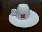 Illy Logo White Ceramic Espresso Cup   Saucer  Set Of 2
