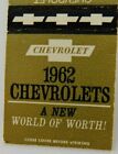 1962 Chevrolets A New World Of Worth   Vintage Matchbook Cover