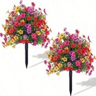 Artificial Violet Flowers With Ground Spike Fake Plants Garden Patio Yard Decor