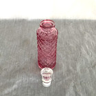 Beautiful Vintage Roms Embossed Pink Glass 6 5  Perfume Bottle With Stopper