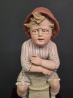 Rare 17  Antique German Gebruder Heubach Bisque Boy W Cigar In Chair Figurine