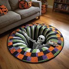 Halloween 3d Vortex Round Rug  Novelty Ghost Skeleton 3d Optical Illusion Rugs
