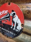 Vintage Victor Porcelain Sign Rca His Masters Voice Nipper Dog Victrola Music