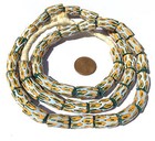Ghana African Matched Teal Green Multi Cylinder Recycled Glass Trade Beads