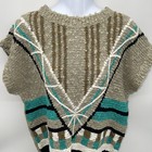 Vtg 100  Acrlyc Fingerhut Fashions Cap Sleeve Multicolored Abstract Knit Sweater