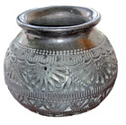 Vintage Black Lacy  Vase Do  a Rosa Signed Pottery Mexican Folk Art