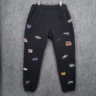Team Apparel Jogger Men L Large Black Nfl Relaxed Sweatpants Fleece Logo Graphic