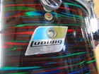 Vintage Ludwig Psychedelic Red 10x14 Tom 3 Ply Later 70 s B o Badge