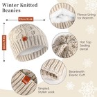Winter Knit Beanie Hat  Scarf And Touchscreen Gloves Set  Warm Diomand Cream