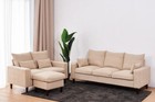Linen Fabric 3 Seater Couch Footstool Chaise L-shaped Corner Sofa Couch Armchair