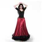 Red Color Flamenco Dance Skirt Gold Coin Spanish Dancing Performance Costume
