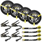 4 Pack Reflective Car Tie Down Straps With J Hooks  2  X 96  -9900lbs Break 