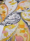 Rare Vintage Mid Century Retro 70s 60s Psychedelic Pink Yel Swirls Fabric  Look