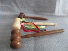 Lot 3 Vintage Hand Turned Wooden Judge Magistrate Gavel Judicial Wood Mallet  C9