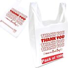 Thank You T-shirt Bags 11 5  X 6 5  X 21  White Plastic Shopping Bag 50 - 1000