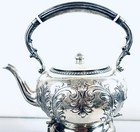 Antique Victorian Repousse Sterling By Fina  Tea Kettle And Lamp Stand