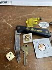 Antique Vintage Random Junk Drawer Lot Knife  Keys  Coins  Army Trinkets Other