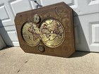 Vintage Mcm 1964 Masketeers 43   x 32    Hanging Brass wood Map Of The World 1628