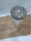 Antique Art Deco English Sterling Silver Lid Crystal Glass Toothbrush Holder