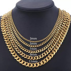 Stainless Steel Gold Silver Chain Cuban Curb Womens Mens Necklace