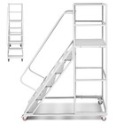 6 Step Rolling Ladder With Wheels Warehouse Non-slip Stair Ladder With Handrail