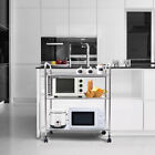 3 Tiers Shelf Kitchen Cart Stainless Steel With 4 Wheels Rolling Utility Cart