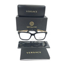 Versace Eyeglasses Frames Mod 3218 Gb1 Black Gold Rectangle Full Rim 53-17-140