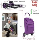 Purple Foldable Rolling Shopping Cart With Removable Bag