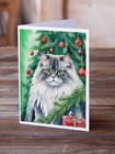 British Longhair Cat By The Christmas Tree Greeting Cards Pack Of 8 Dac7199gca7p
