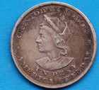 1894 C a m  El Salvador Peso Silver Coin