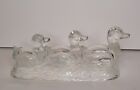 Vintage Federal Glass 3 Ducks In A Row Candy Container Pressed Glass  1940 s