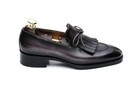 Handmade Men Black Slip On Shoes With Fringes  Men Black Formal Dress Shoes