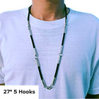 Black Rope Necklace Stainless 5hooks 27  Hanging Amulet Pendant Thai Buddha 1pc