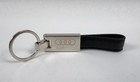 Genuine Audi Leather   Metal Keychain Premium Chrome Key Fob Ring