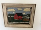 Vintage Framed Folk Art On Tin